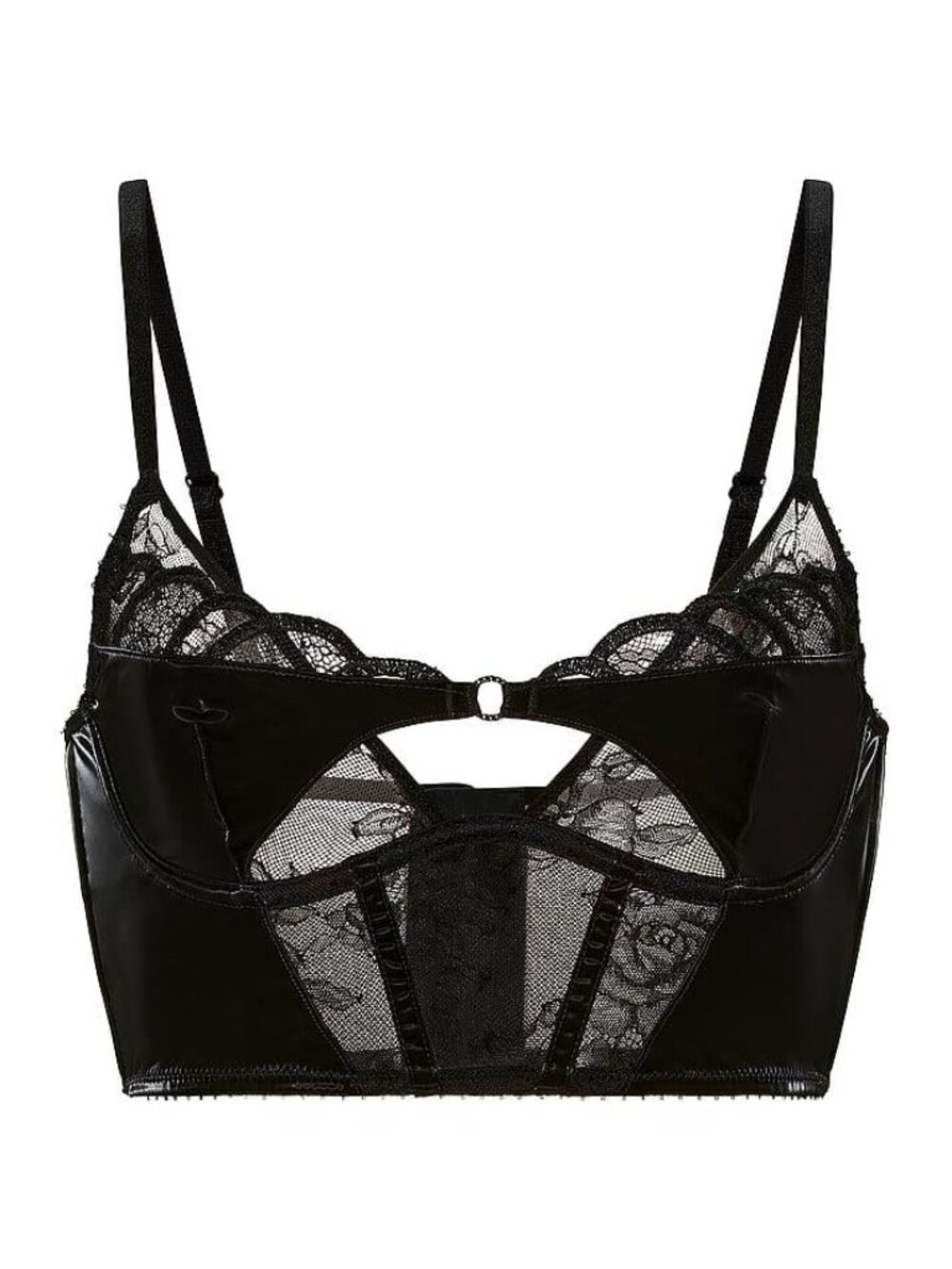 New! Victoria’s Secret Black Corset X-Ray Embroidery Bra Small 34557